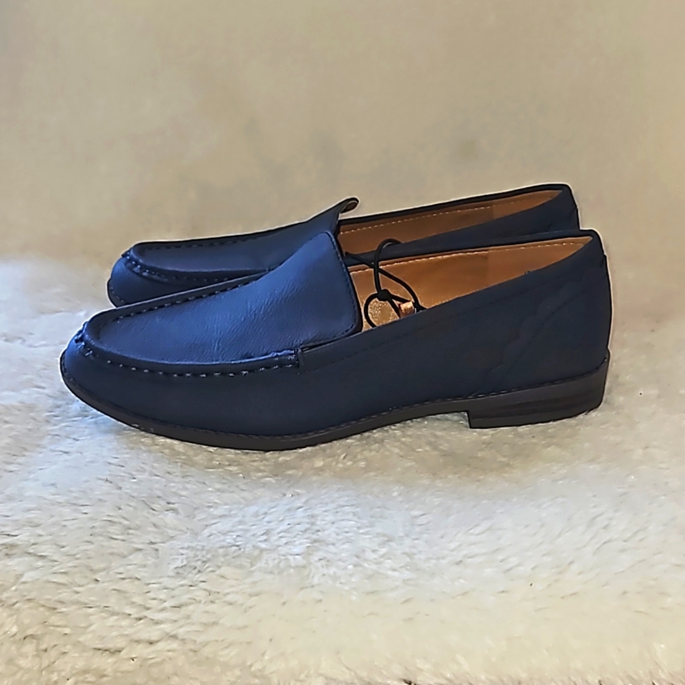 LUCKY BRAND EDRICA Women Blue Navy Sueded Loafer Size 7.5 M